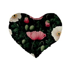 Poppy Flower Plant Petals Bloom Standard 16  Premium Heart Shape Cushions from ArtsNow.com Front