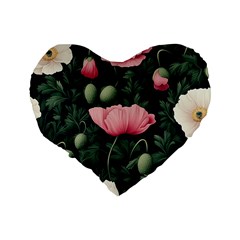 Poppy Flower Plant Petals Bloom Standard 16  Premium Heart Shape Cushions from ArtsNow.com Back