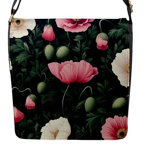 Poppy Flower Plant Petals Bloom Flap Closure Messenger Bag (S) from ArtsNow.com Front