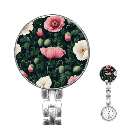 Poppy Flower Plant Petals Bloom Stainless Steel Nurses Watch from ArtsNow.com Front