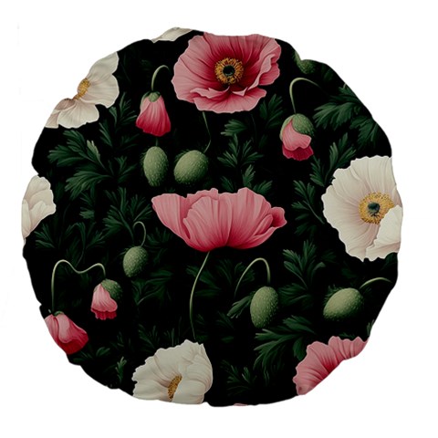 Poppy Flower Plant Petals Bloom Large 18  Premium Flano Round Cushions from ArtsNow.com Back