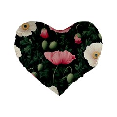 Poppy Flower Plant Petals Bloom Standard 16  Premium Flano Heart Shape Cushions from ArtsNow.com Front