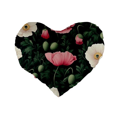 Poppy Flower Plant Petals Bloom Standard 16  Premium Flano Heart Shape Cushions from ArtsNow.com Back