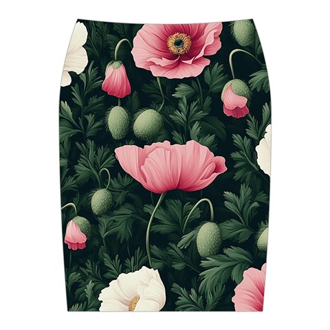 Poppy Flower Plant Petals Bloom Midi Wrap Pencil Skirt from ArtsNow.com Back