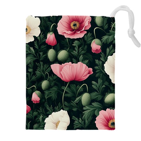 Poppy Flower Plant Petals Bloom Drawstring Pouch (4XL) from ArtsNow.com Front