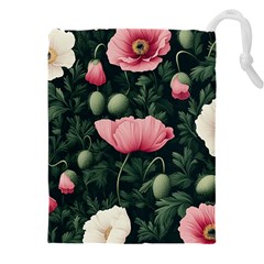 Poppy Flower Plant Petals Bloom Drawstring Pouch (4XL) from ArtsNow.com Front