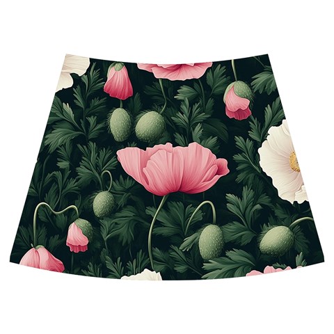 Poppy Flower Plant Petals Bloom Knee Back Skirt