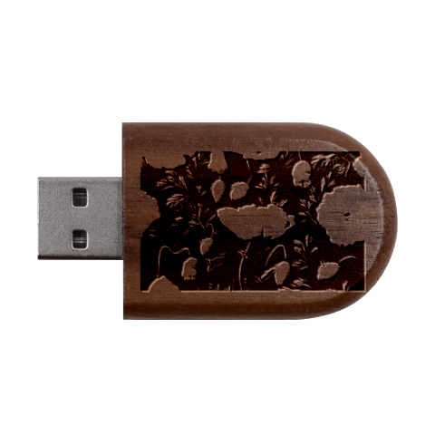 Poppy Flower Plant Petals Bloom Wood Oval USB Flash Drive from ArtsNow.com USB