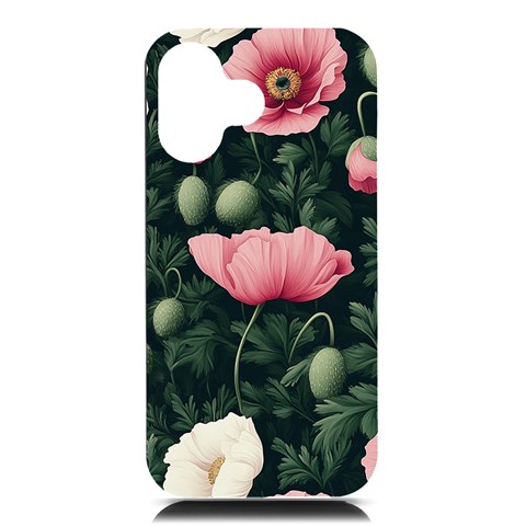 Poppy Flower Plant Petals Bloom iPhone 16 Black UV Print PC Hardshell Case from ArtsNow.com Front