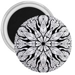 Seamless Tiling Pattern Hand Drawn Black White 3  Magnets