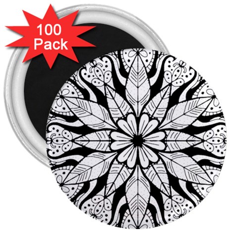 Seamless Tiling Pattern Hand Drawn Black White 3  Magnets (100 pack) from ArtsNow.com Front