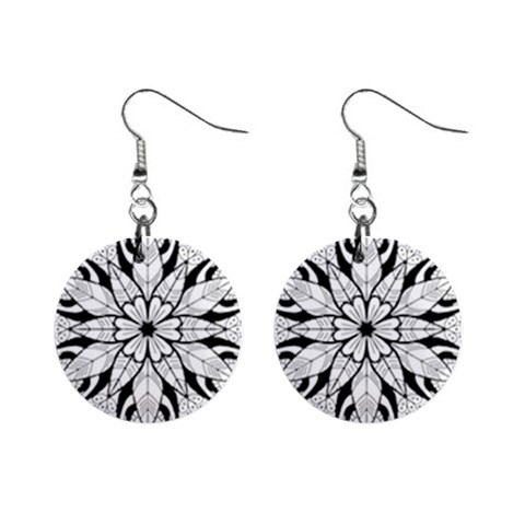 Seamless Tiling Pattern Hand Drawn Black White Mini Button Earrings from ArtsNow.com Front