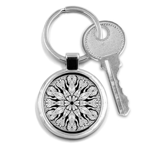 Seamless Tiling Pattern Hand Drawn Black White Key Chain (Round) from ArtsNow.com Front