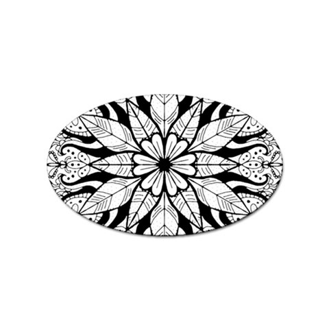 Seamless Tiling Pattern Hand Drawn Black White Sticker (Oval) from ArtsNow.com Front