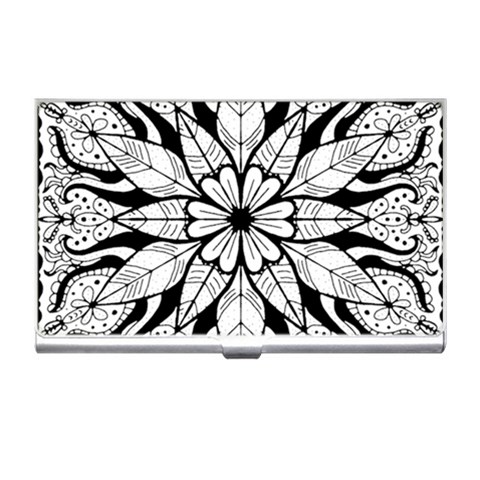 Seamless Tiling Pattern Hand Drawn Black White Business Card Holder from ArtsNow.com Front