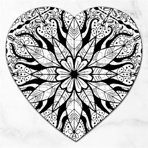 Seamless Tiling Pattern Hand Drawn Black White Jigsaw Puzzle (Heart) from ArtsNow.com Front