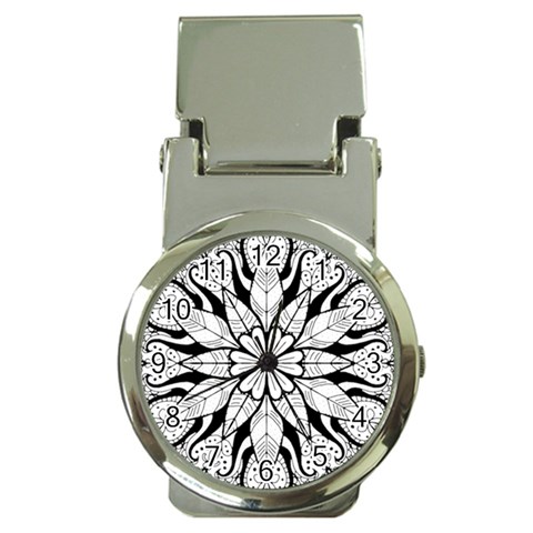 Seamless Tiling Pattern Hand Drawn Black White Money Clip Watches from ArtsNow.com Front