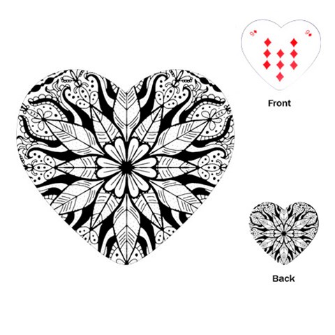 Seamless Tiling Pattern Hand Drawn Black White Playing Cards Single Design (Heart) from ArtsNow.com Front