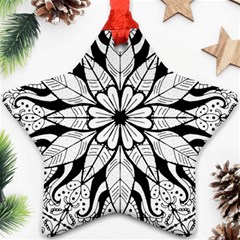 Seamless Tiling Pattern Hand Drawn Black White Star Ornament (Two Sides) from ArtsNow.com Front