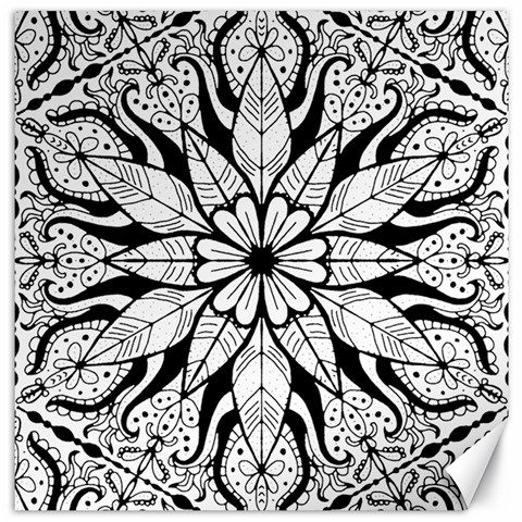 Seamless Tiling Pattern Hand Drawn Black White Canvas 12  x 12  from ArtsNow.com 11.4 x11.56  Canvas - 1