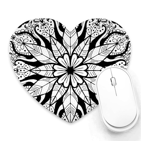 Seamless Tiling Pattern Hand Drawn Black White Heart Mousepad from ArtsNow.com Front