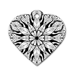 Seamless Tiling Pattern Hand Drawn Black White Dog Tag Heart (Two Sides) from ArtsNow.com Front