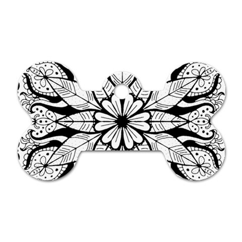 Seamless Tiling Pattern Hand Drawn Black White Dog Tag Bone (One Side) from ArtsNow.com Front