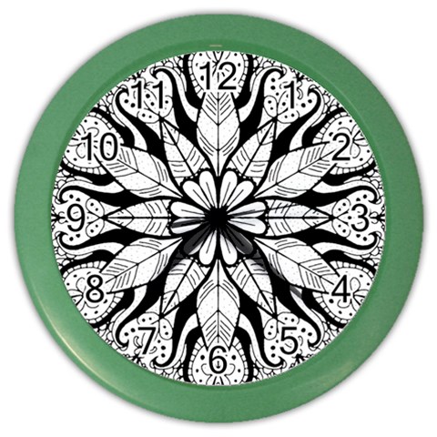 Seamless Tiling Pattern Hand Drawn Black White Color Wall Clock from ArtsNow.com Front