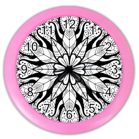 Seamless Tiling Pattern Hand Drawn Black White Color Wall Clock from ArtsNow.com Front