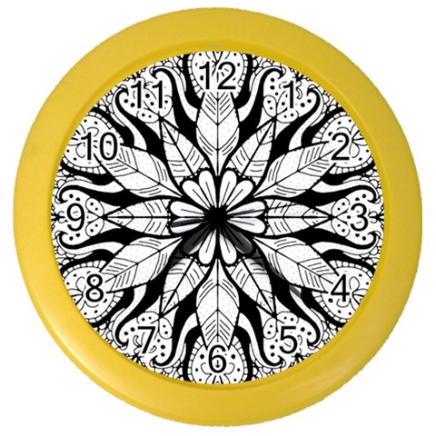 Seamless Tiling Pattern Hand Drawn Black White Color Wall Clock from ArtsNow.com Front