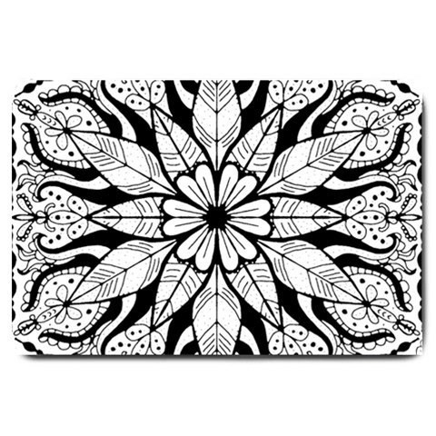 Seamless Tiling Pattern Hand Drawn Black White Large Doormat from ArtsNow.com 30 x20  Door Mat