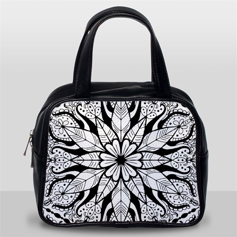 Seamless Tiling Pattern Hand Drawn Black White Classic Handbag (Two Sides) from ArtsNow.com Back