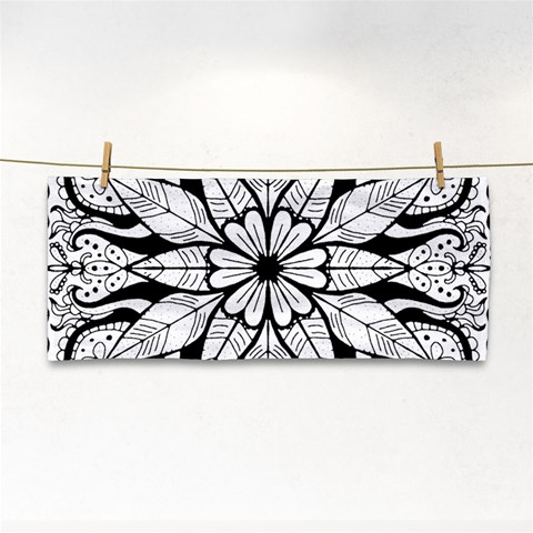 Seamless Tiling Pattern Hand Drawn Black White Hand Towel from ArtsNow.com Front