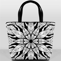 Seamless Tiling Pattern Hand Drawn Black White Bucket Bag from ArtsNow.com Front