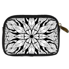 Seamless Tiling Pattern Hand Drawn Black White Digital Camera Leather Case from ArtsNow.com Back