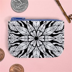 Seamless Tiling Pattern Hand Drawn Black White Mini Coin Purse from ArtsNow.com Front