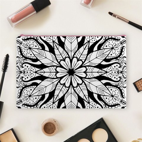 Seamless Tiling Pattern Hand Drawn Black White Cosmetic Bag (Large) from ArtsNow.com Front