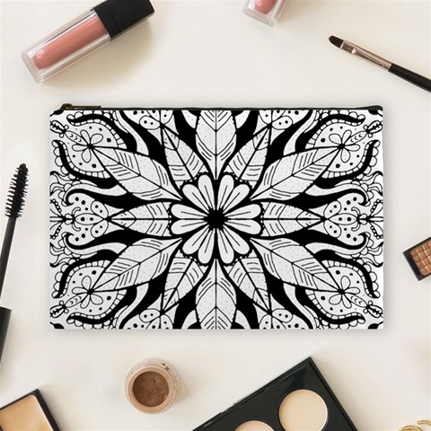 Seamless Tiling Pattern Hand Drawn Black White Cosmetic Bag (Large) from ArtsNow.com Front