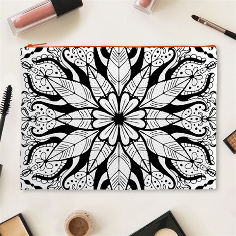 Seamless Tiling Pattern Hand Drawn Black White Cosmetic Bag (XL) from ArtsNow.com Front