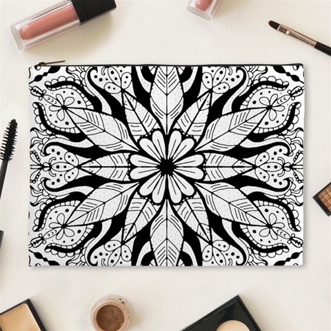 Seamless Tiling Pattern Hand Drawn Black White Cosmetic Bag (XL) from ArtsNow.com Front