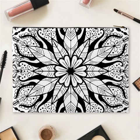 Seamless Tiling Pattern Hand Drawn Black White Cosmetic Bag (XL) from ArtsNow.com Back