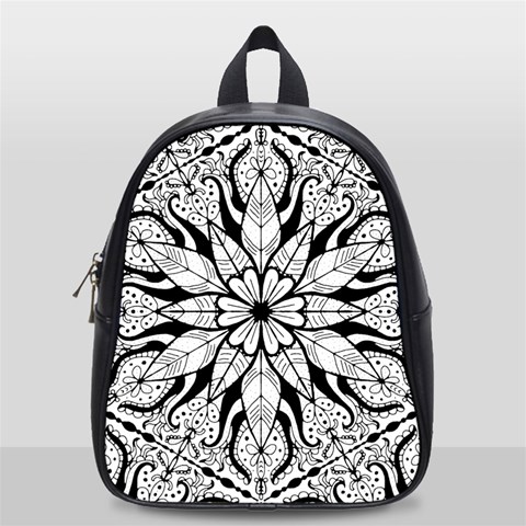 Seamless Tiling Pattern Hand Drawn Black White School Bag (Small) from ArtsNow.com Front