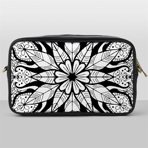 Seamless Tiling Pattern Hand Drawn Black White Toiletries Bag (One Side) from ArtsNow.com Front