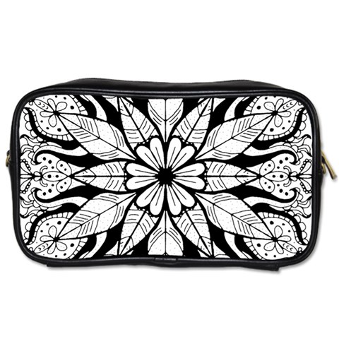 Seamless Tiling Pattern Hand Drawn Black White Toiletries Bag (Two Sides) from ArtsNow.com Front