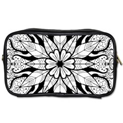 Seamless Tiling Pattern Hand Drawn Black White Toiletries Bag (Two Sides) from ArtsNow.com Front