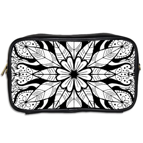 Seamless Tiling Pattern Hand Drawn Black White Toiletries Bag (Two Sides) from ArtsNow.com Back