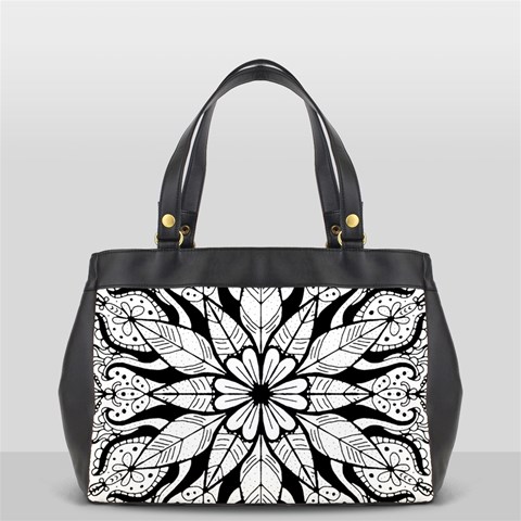 Seamless Tiling Pattern Hand Drawn Black White Oversize Office Handbag (2 Sides) from ArtsNow.com Front