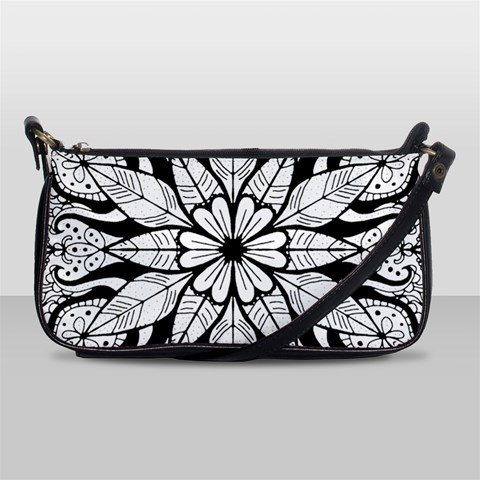 Seamless Tiling Pattern Hand Drawn Black White Leather Shoulder Clutch Bag from ArtsNow.com Front