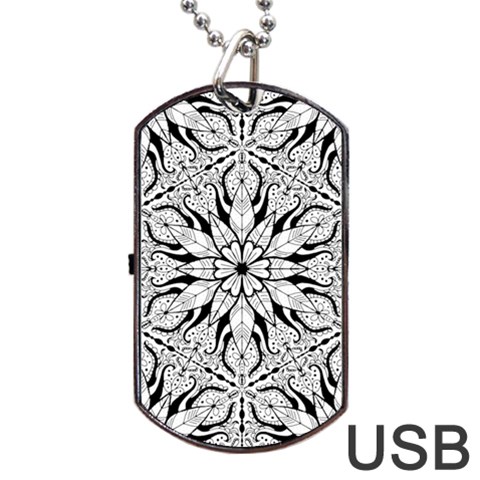 Seamless Tiling Pattern Hand Drawn Black White Dog Tag USB Flash (Two Sides) from ArtsNow.com Front