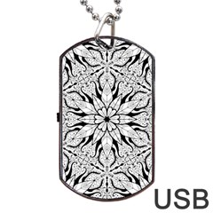 Seamless Tiling Pattern Hand Drawn Black White Dog Tag USB Flash (Two Sides) from ArtsNow.com Front